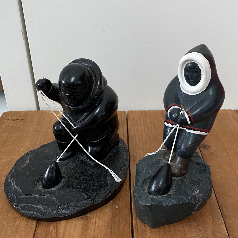 Set of 2 Vintage Boma Canada Inuit Hand Made Seal Hunters